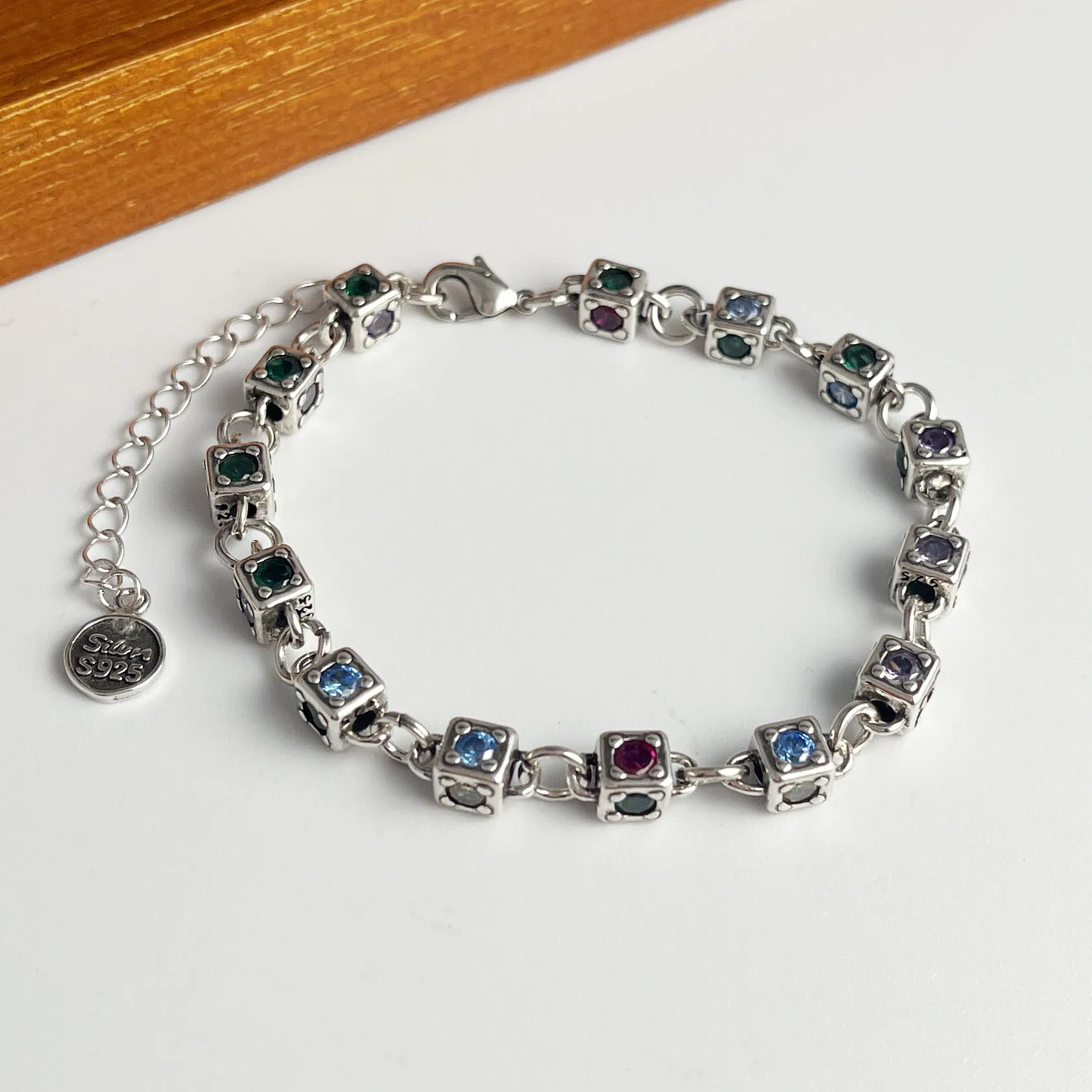 100% Solid 925 Sterling Silver Retro Bracelet for Women Men Vintage Handmade Cross CZ Rerto Bracelet Birthday Gift - Image 7