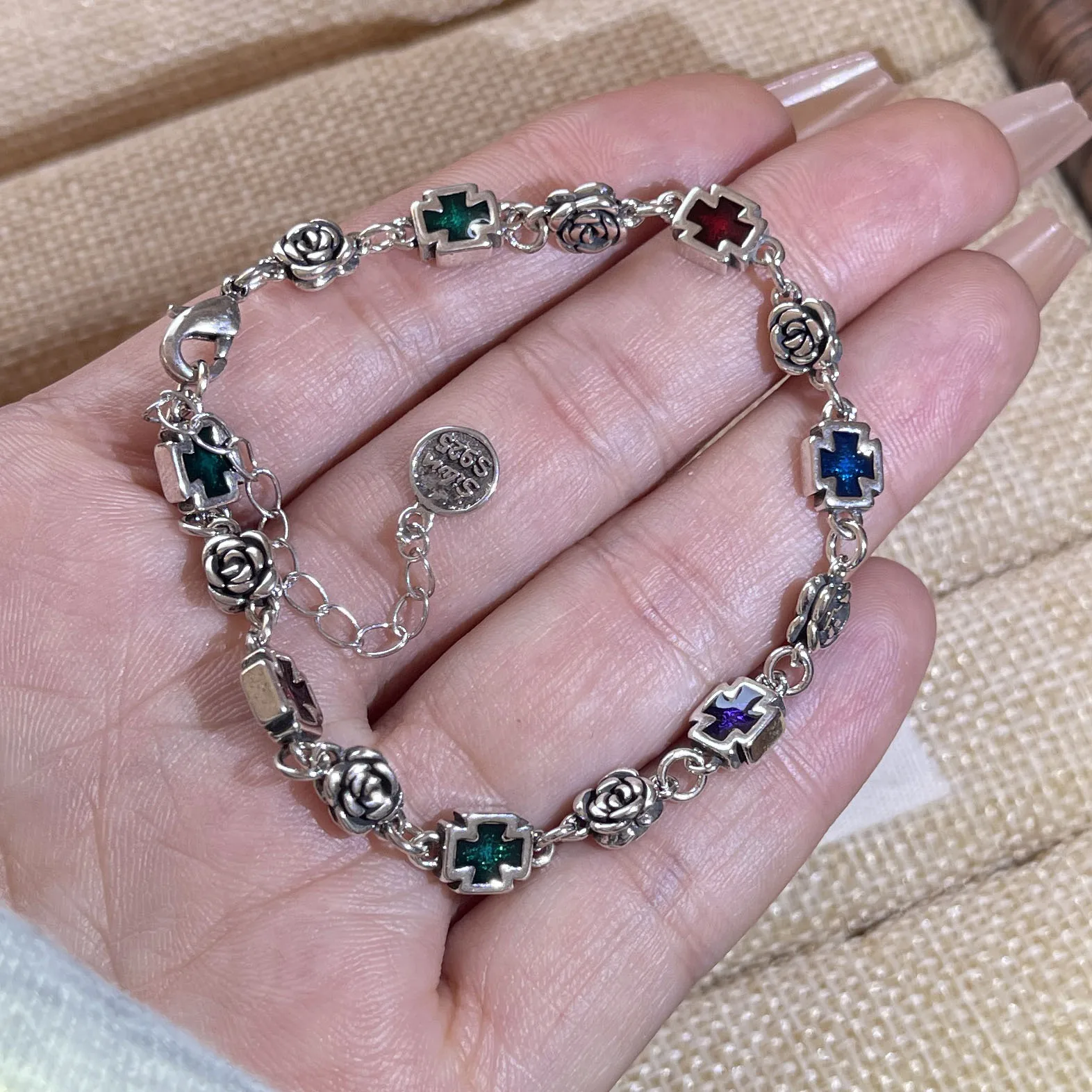 100% Solid 925 Sterling Silver Retro Bracelet for Women Men Vintage Handmade Cross CZ Rerto Bracelet Birthday Gift - Image 6