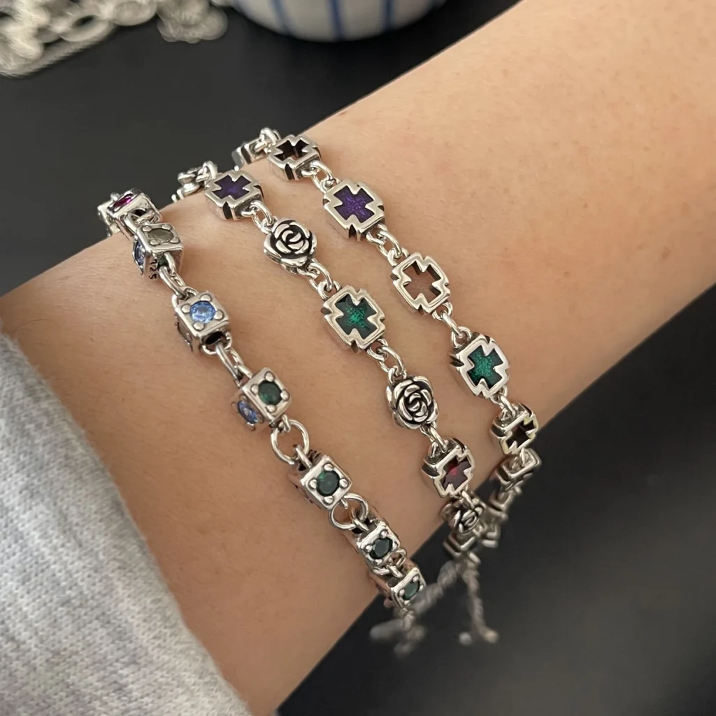 100% Solid 925 Sterling Silver Retro Bracelet for Women Men Vintage Handmade Cross CZ Rerto Bracelet Birthday Gift
