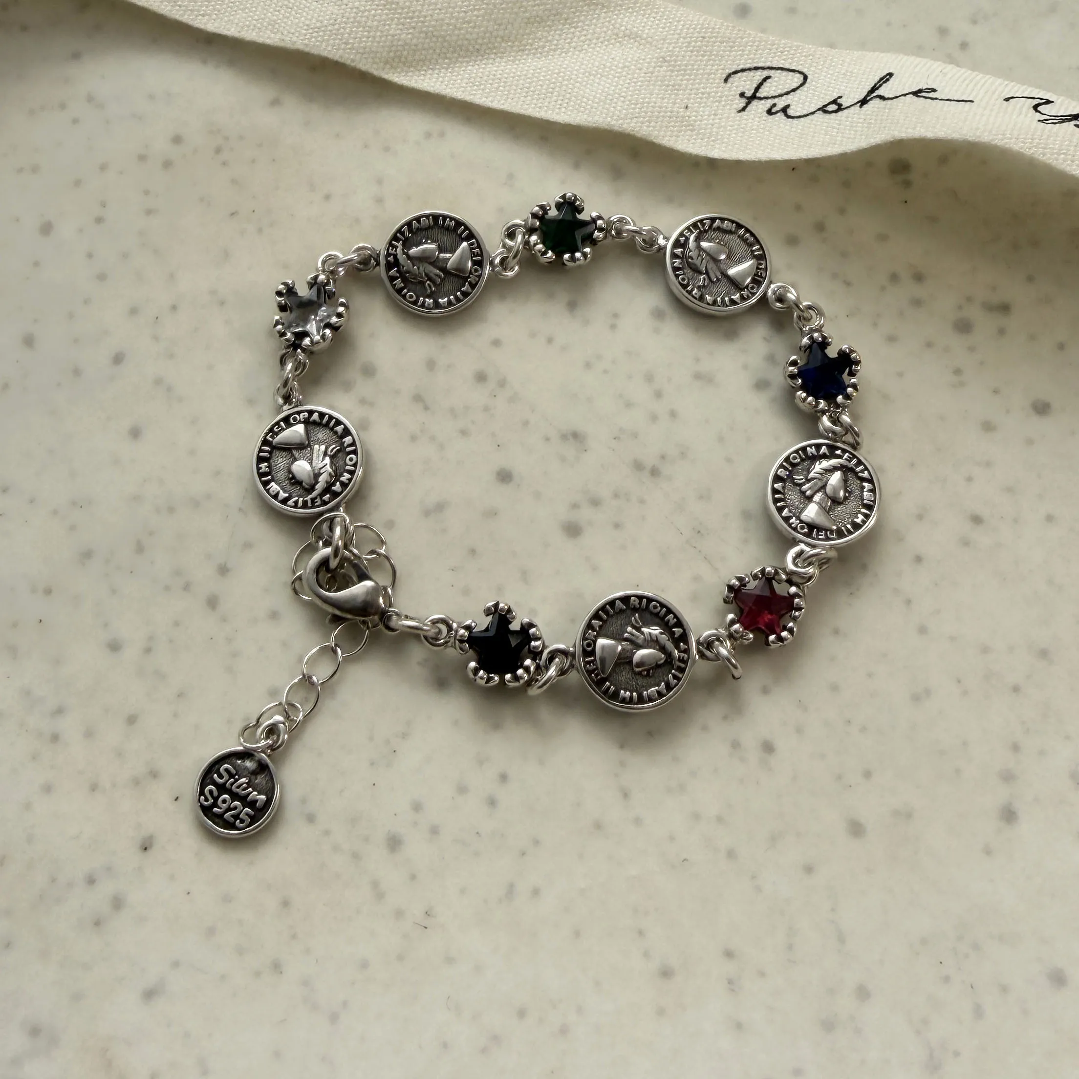 100% Solid 925 Sterling Silver Retro Bracelet for Women Geometric Handmade People Patern CZ Simple Bracelet Birthday Gift - Image 3