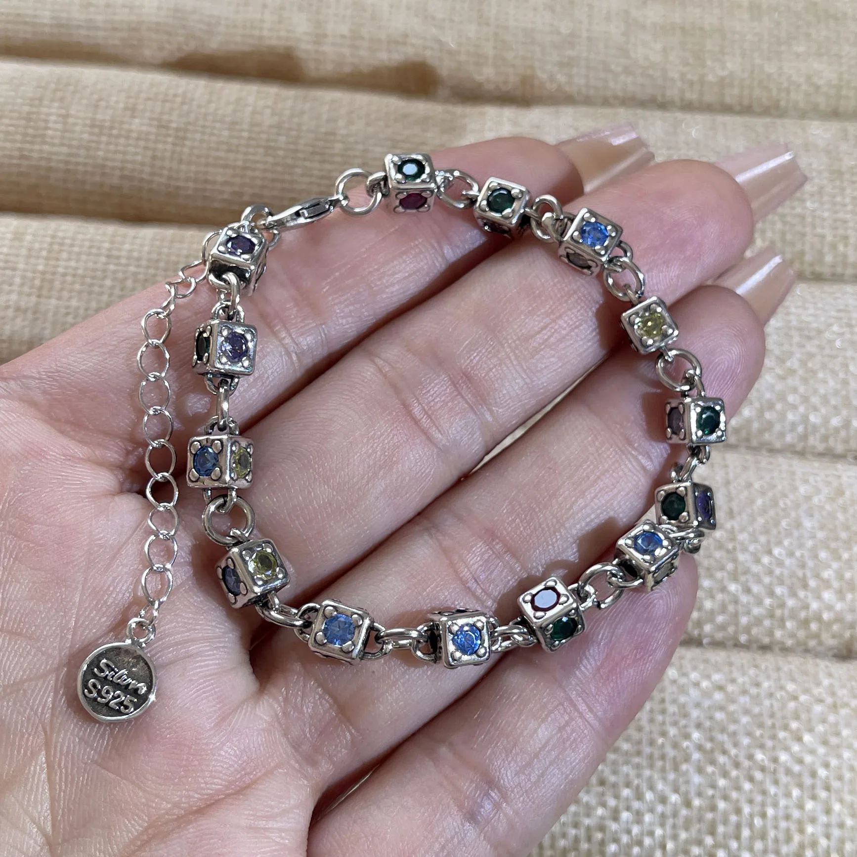 100% Solid 925 Sterling Silver Retro Bracelet for Women Men Vintage Handmade Cross CZ Rerto Bracelet Birthday Gift - Image 5
