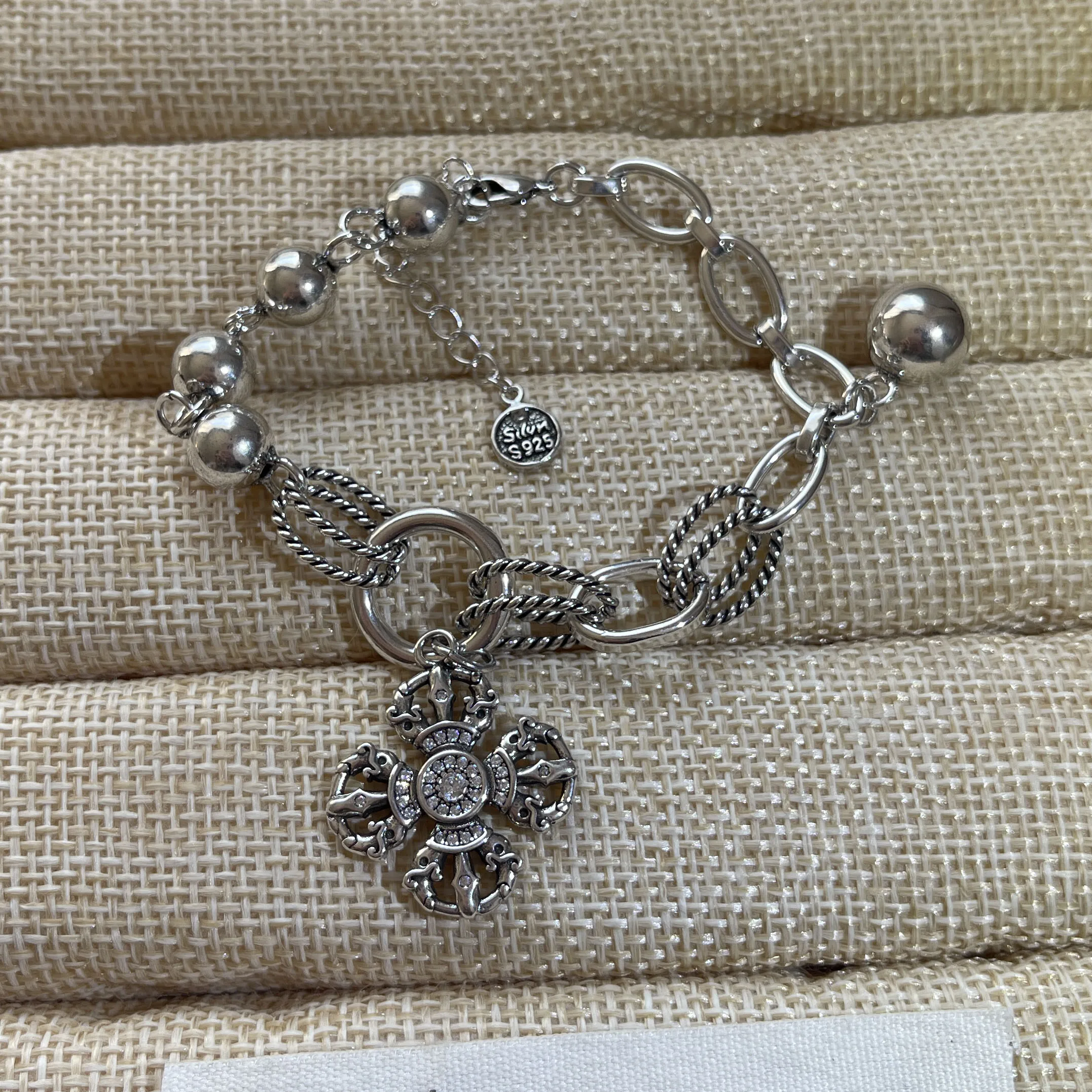 100% Solid 925 Sterling Silver Retro Bracelet for Women Men Vintage Handmade Flower Tassel Bracelet Birthday Gift - Image 4