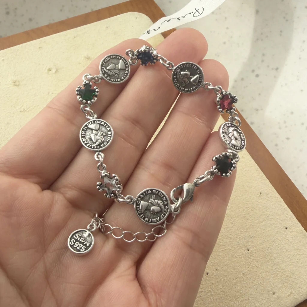 100% Solid 925 Sterling Silver Retro Bracelet for Women Geometric  Handmade People Patern CZ Simple Bracelet Birthday Gift