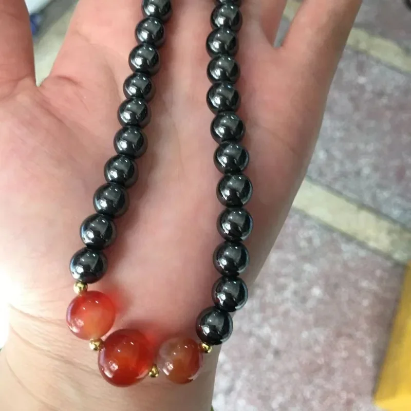 Terahertz energy stone with agate mother necklace simple - Image 3