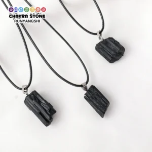 1PC Natural Healing Gemstone Pendant Black Tourmaline Crystal Necklace DIY Jewelry Gift Holiday Gift